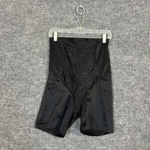 Breezies Wild Rose Womens High Waisted Tummy Shaper Long Line Short Black Sz L